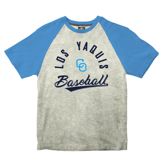 Playera Yaquis Ranglan Avena/Azul Infantil